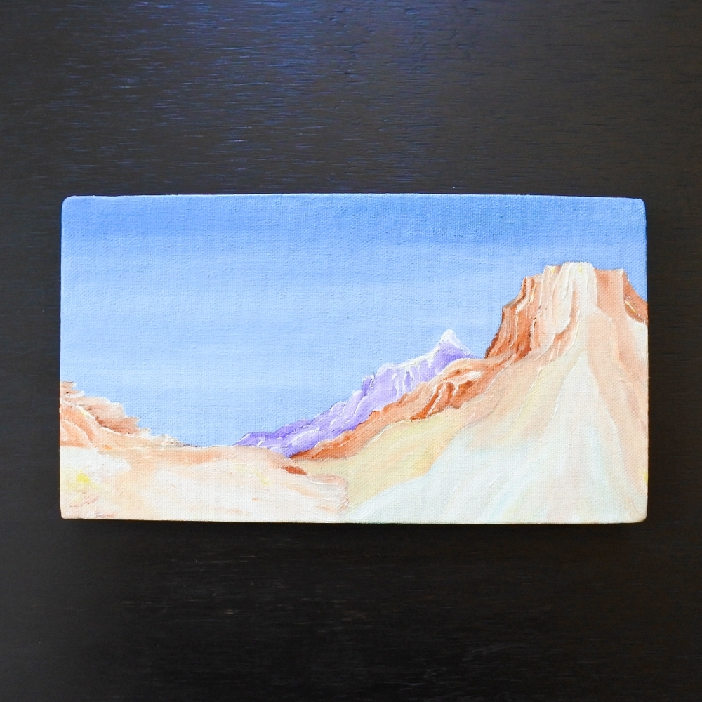 Vintage Original Southwestern Art Desert Mountain Landscape Small Oil Painting
